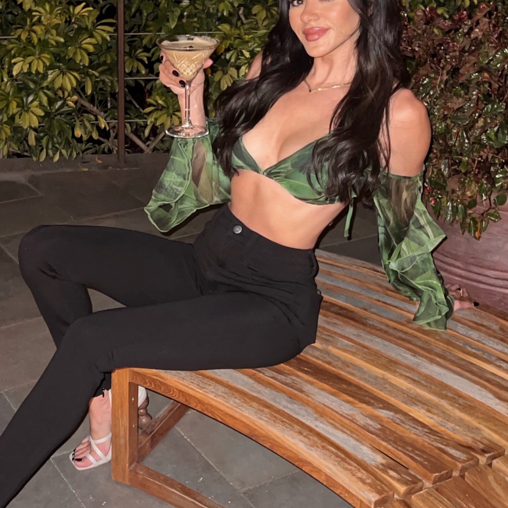 Green Leaf Print Top